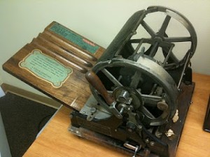 This is John’s favorite piece of retro ed tech: the mimeograph machine.